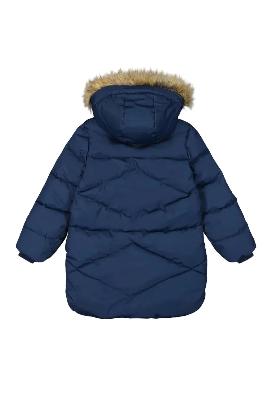 Deux Par Deux Long Winter Puffer Coat Dark Blue - Online Exclusive