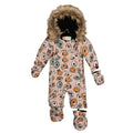 Deux Par Deux Baby One Piece Snowsuit Adapted For Car Seats Beige Dog Print - Online Exclusive