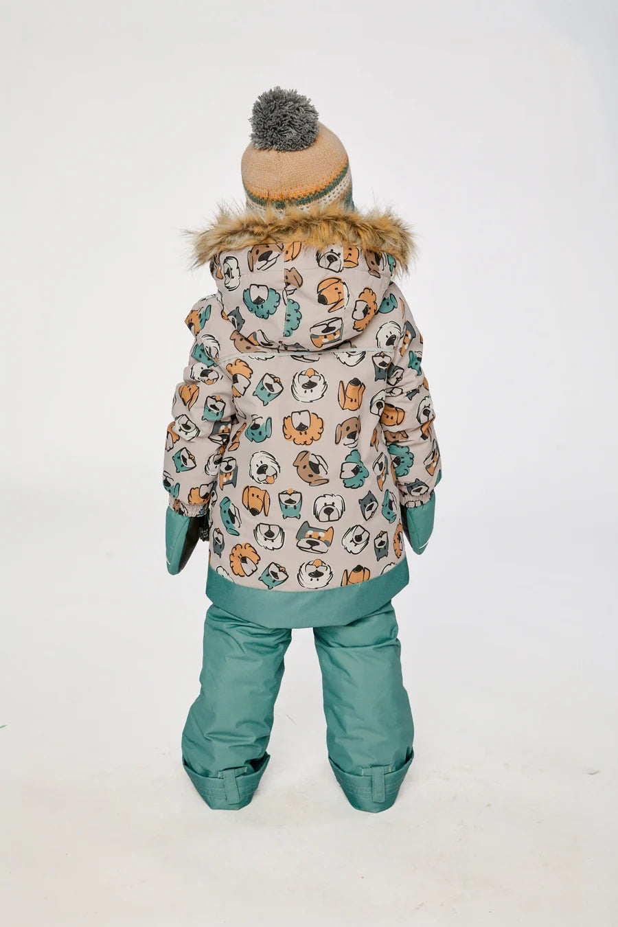 Deux Par Deux Two Piece Discover Snowsuit Beige Printed With Dogs - Online Exclusive