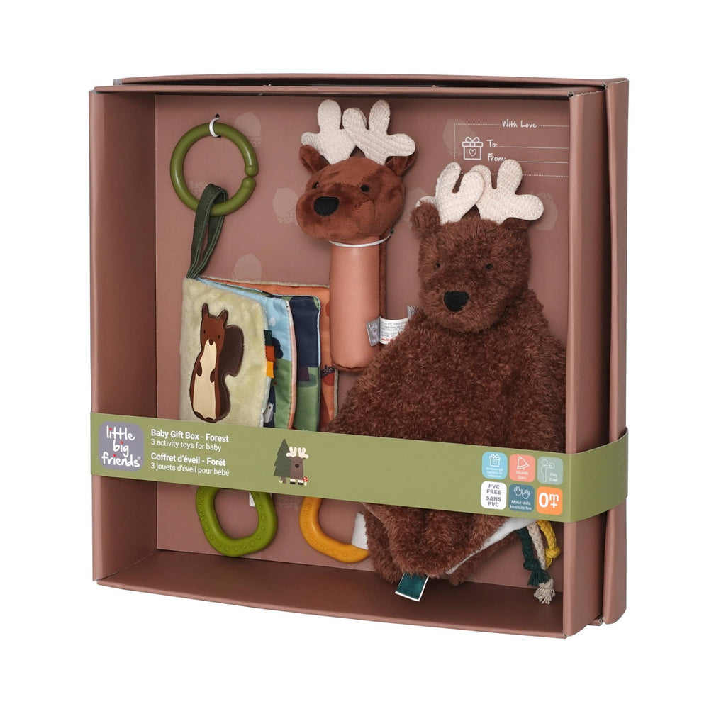 Little Big Friends Baby Gift Box Set - Forest Comforter, Rattle & Soft Book
