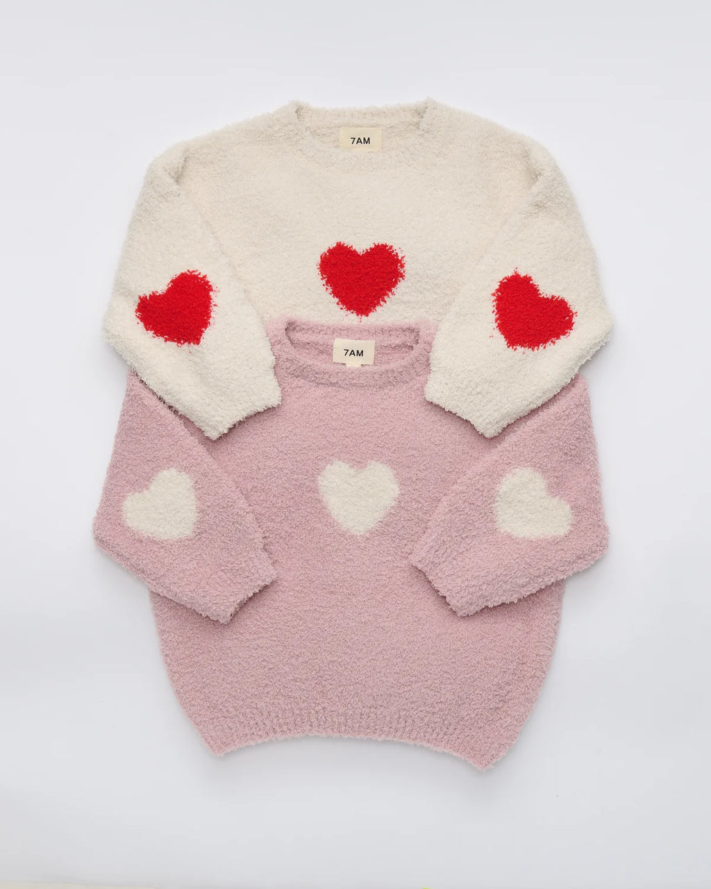 7AM Ash Rose Ecru BOXY SWEATER • FUZZY LOVE - Online Exclusive