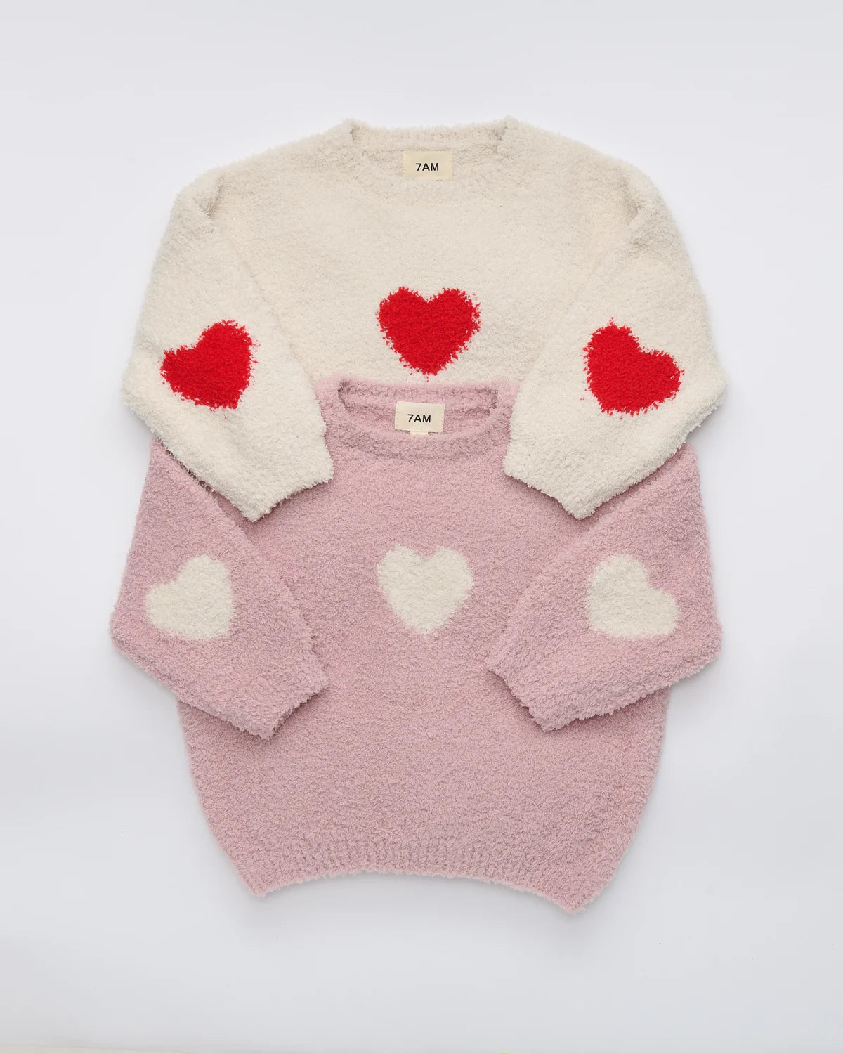 7AM Ash Rose Ecru BOXY SWEATER • FUZZY LOVE - Online Exclusive