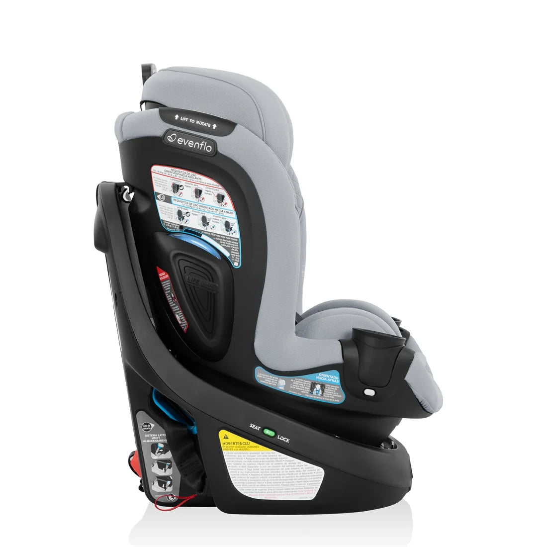 Evenflo GOLD Revolve360 Slim 2-In-1 Rotational Convertible Car Seat w/Sensorsafe- Green & Gentle -QUARTZ