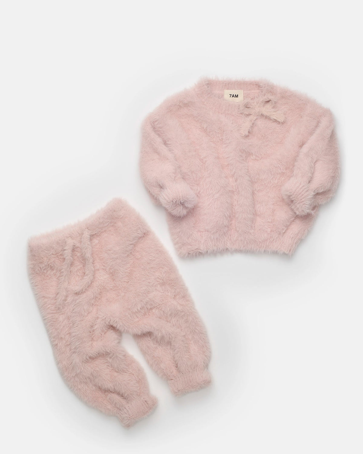 7AM Powder Pink BOXY BOW SWEATER • FURRY - Online Exclusive
