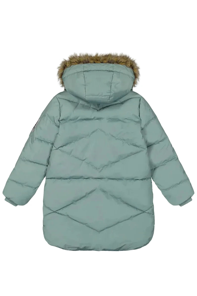 Deux Par Deux Long Winter Puffer Coat Sage Green - Online Exclusive