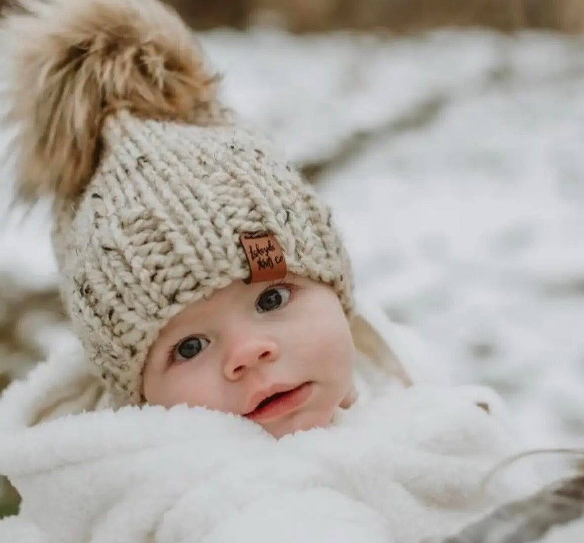 Lakeside Knit Co Knit Hat Single Pom Oatmeal
