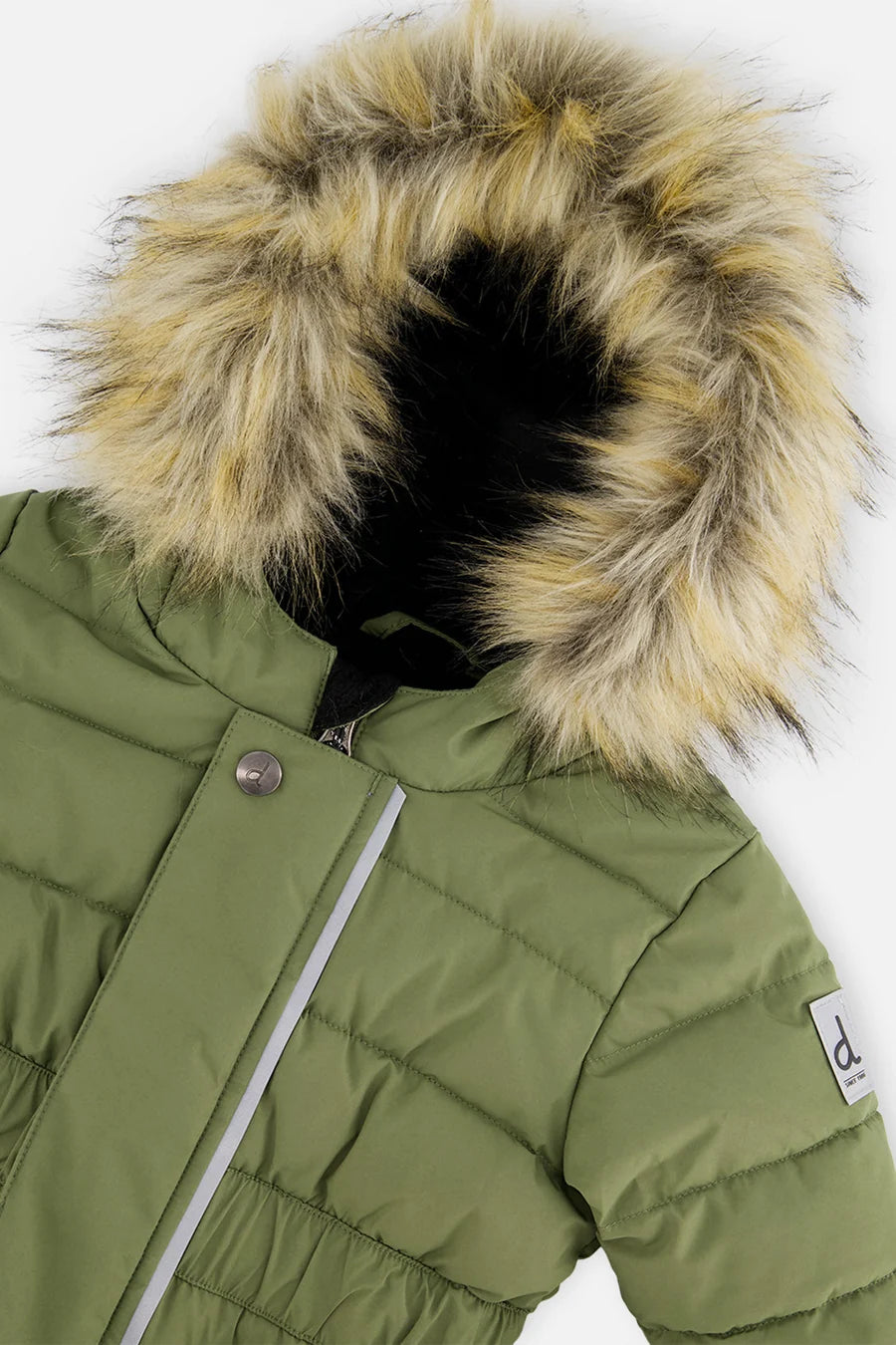 Deux Par Deux Baby Original One Piece Puffy Snowsuit With Removable Mittens And Boots Olive Green - Online Exclusive