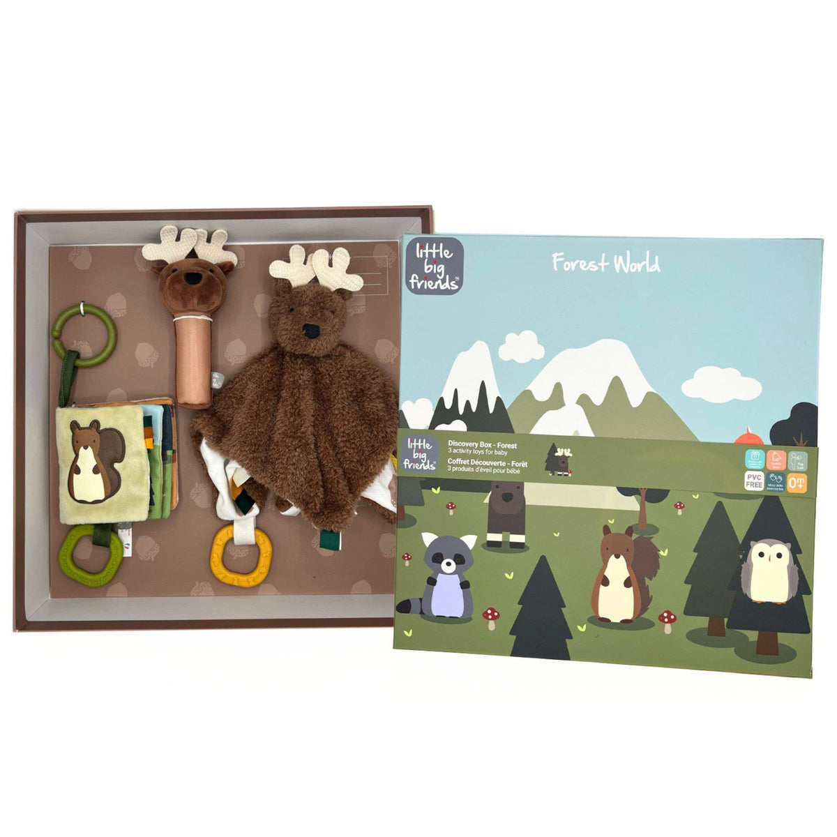 Little Big Friends Baby Gift Box Set - Forest Comforter, Rattle & Soft Book