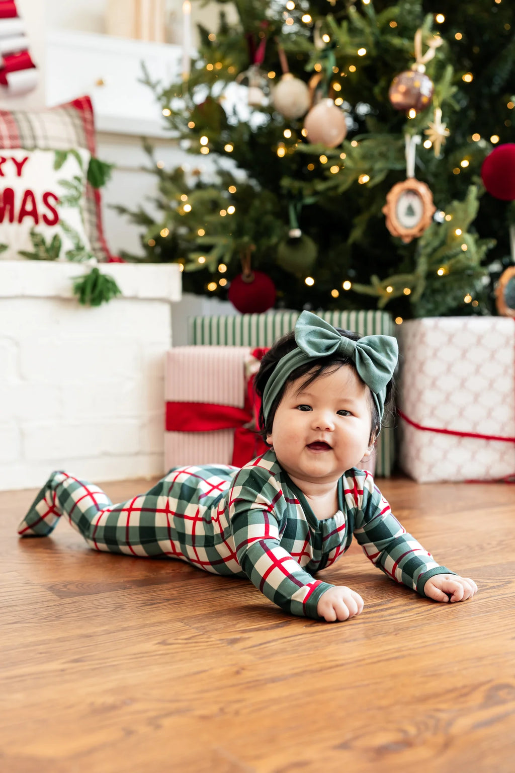 Kyte Baby Zippered Footie in Holiday Plaid