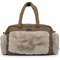 7AM Moss Brown Appliqué Faux Fur SOHO DIAPER CARRYALL • HELSINKI APPLIQUÉ - Online Exclusive