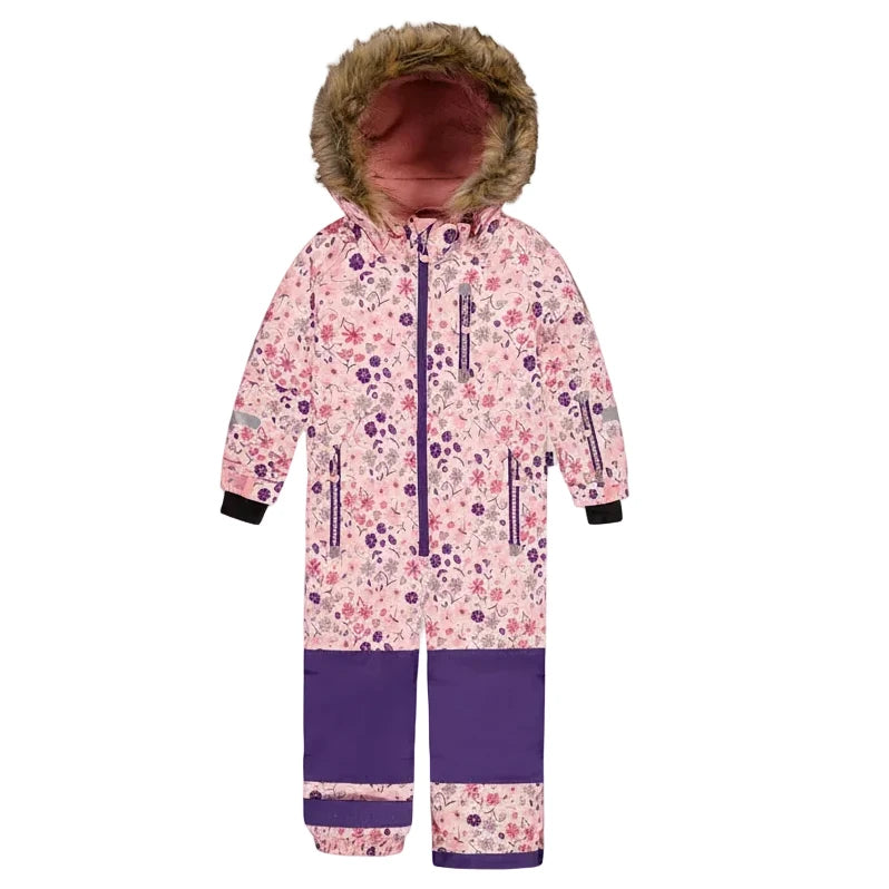 Deux Par Deux Kids One Piece Play Snowsuit Pink Mini Flower Print - Online Exclusive