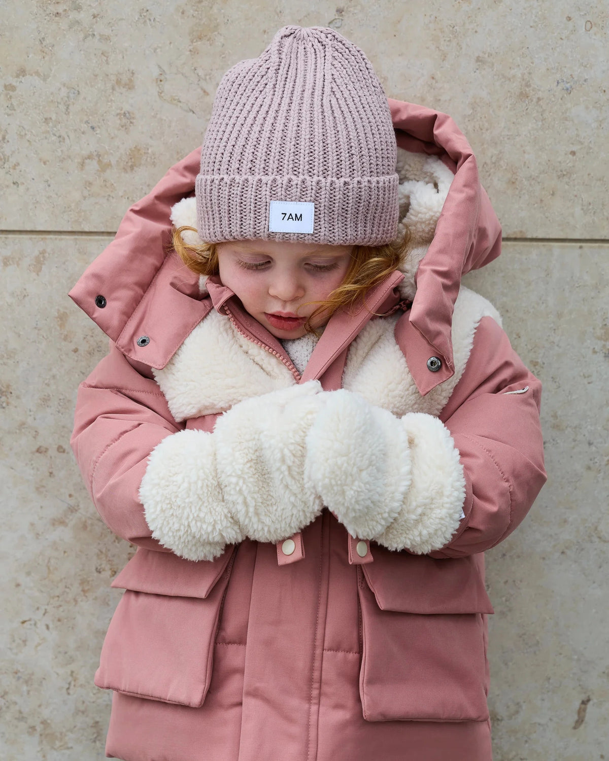 7AM Rose Dawn Ecru PUFFER JACKET • BENJI APPLIQUÉ - Online Exclusive