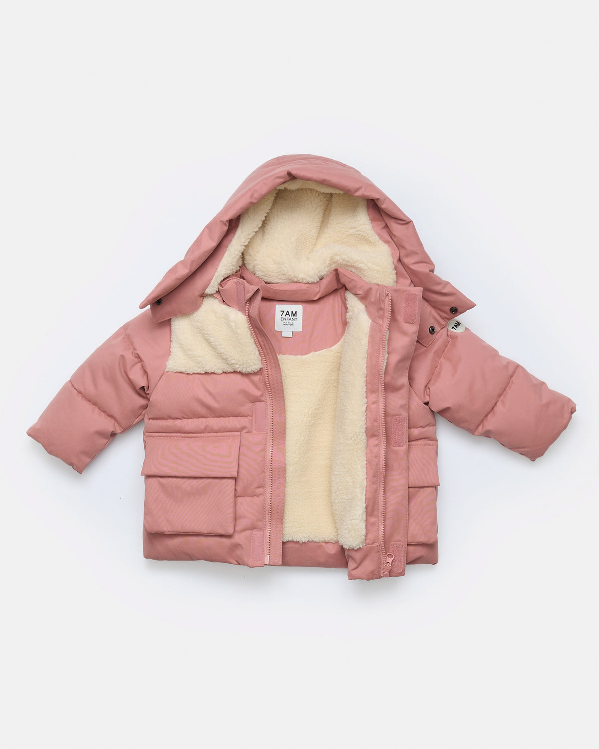 7AM Rose Dawn Ecru PUFFER JACKET • BENJI APPLIQUÉ - Online Exclusive