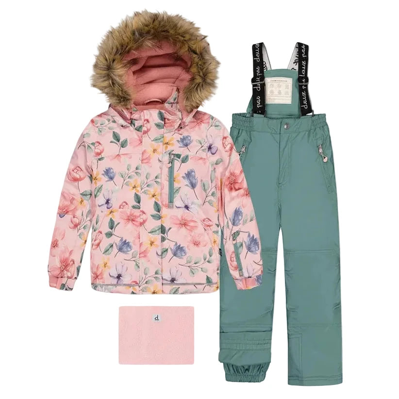 Deux Par Deux Two Piece Play Snowsuit Pink Vintage Floral Print - Online Exclusive