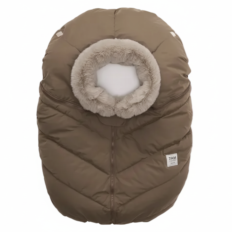 7AM Moss Brown Faux Fur CAR SEAT COCOON • HELSINKI - Online Exclusive