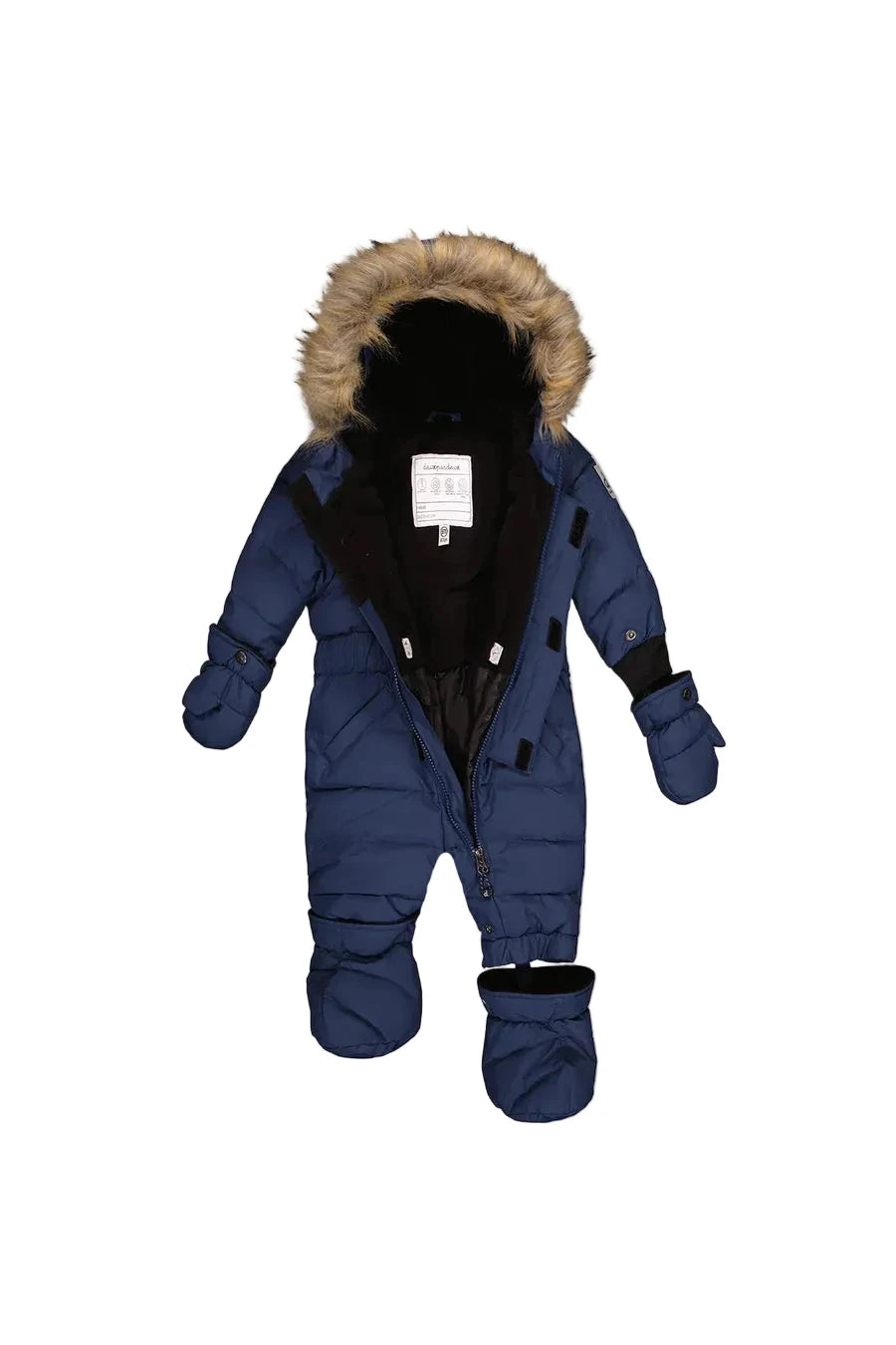 Deux Par Deux Baby Original One Piece Puffy Snowsuit With Removable Mittens And Boots Dark Blue - Online Exclusive