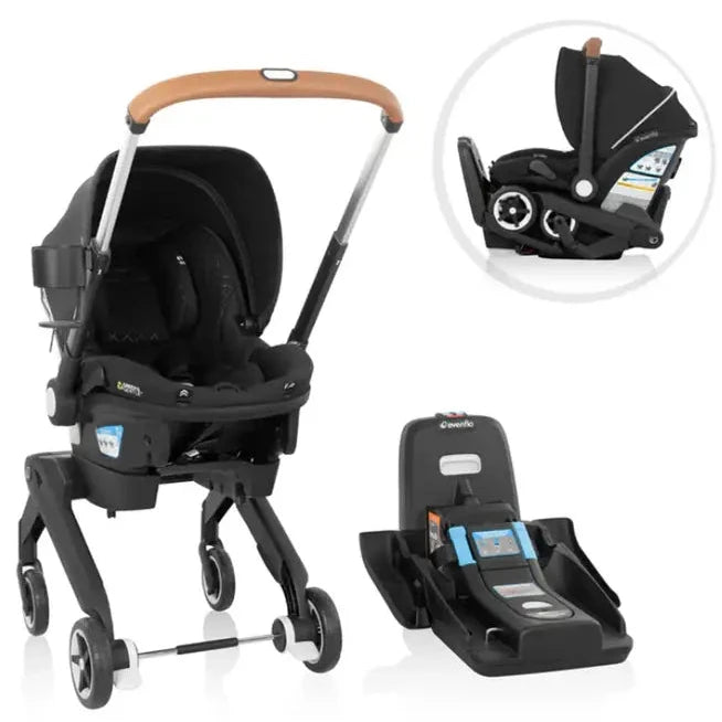 Evenflo Gold Shyft DualRide car seat and Stroller Combo - Green & Gentle - Jasper Black - Online Exclusive