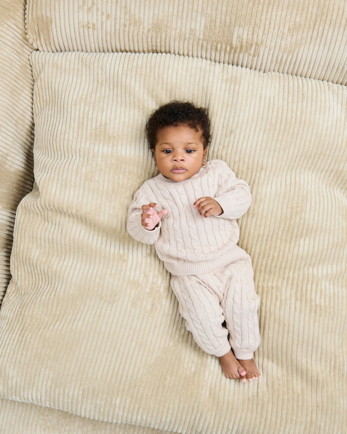 7AM Wheat CABLE COTTON KNIT SET - Online Exclusive