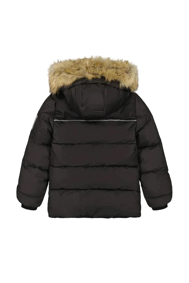 Deux Par Deux Winter Black Jacket with Faux Fur Hood - Online Exclusive