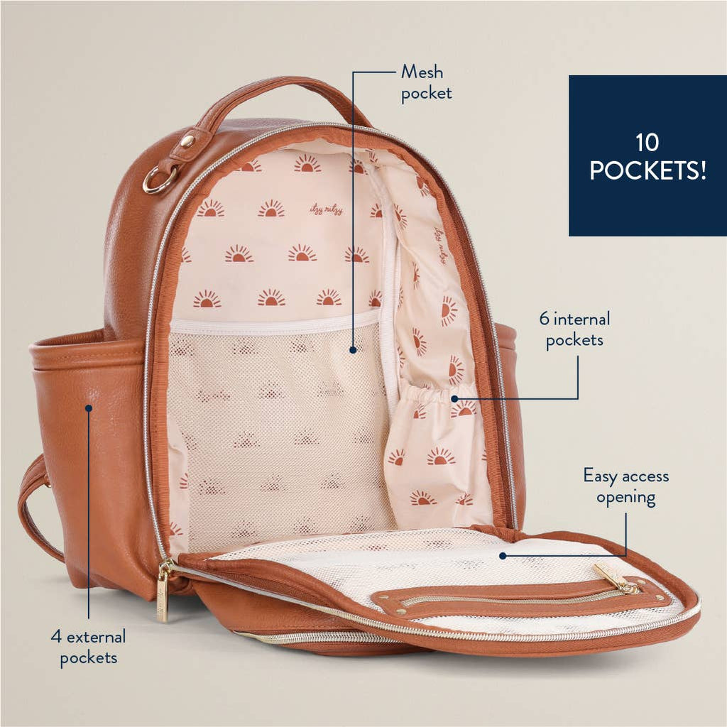 Itzy Ritzy Cognac Itzy Mini Diaper Bag Backpack