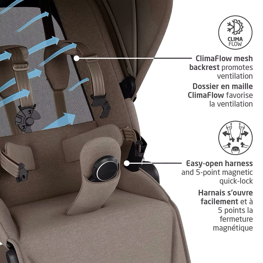 Fame Stroller & Mico Luxe+ Car Seat Travel System - Twillic Truffle - Online Exclusive