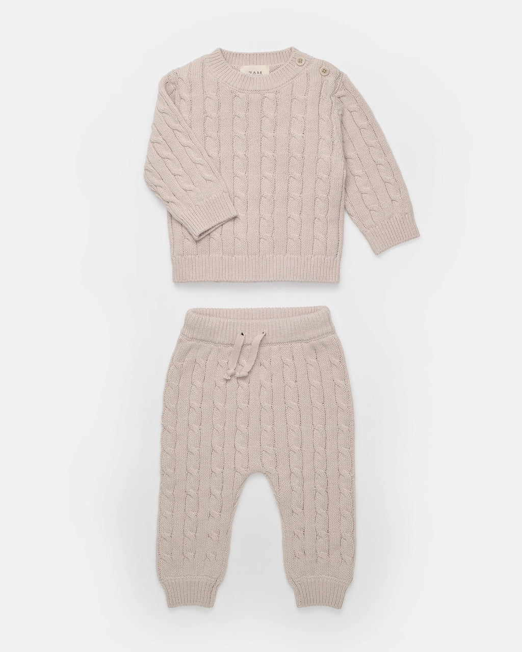 7AM Wheat CABLE COTTON KNIT SET - Online Exclusive