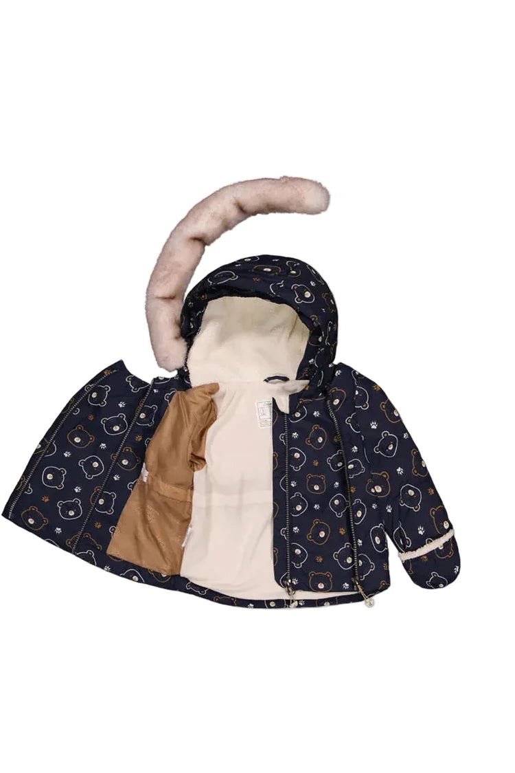 Deux Par Deux Baby Two Piece Snowsuit Blue Printed Teddy Bears - Online Exclusive