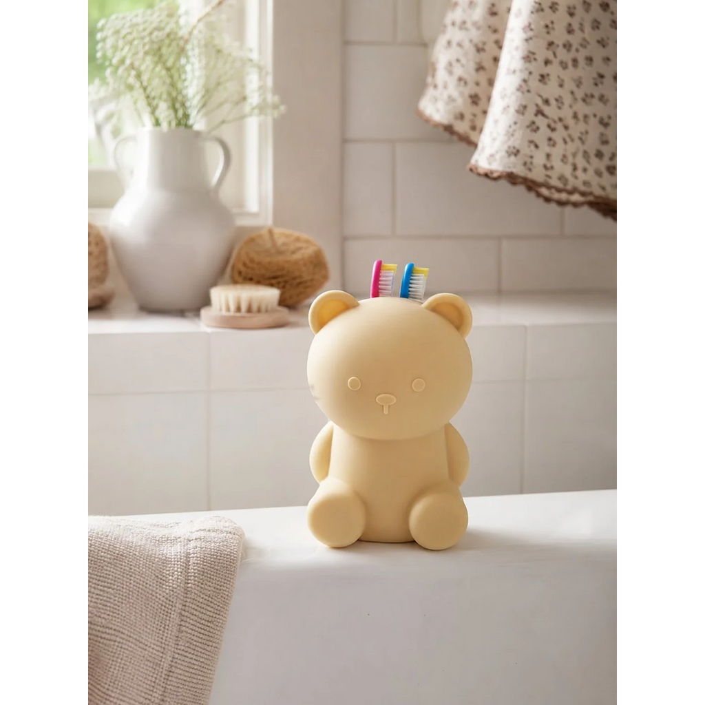 Milly Stone Silicone Tooth Brush Holder Bear Vanilla