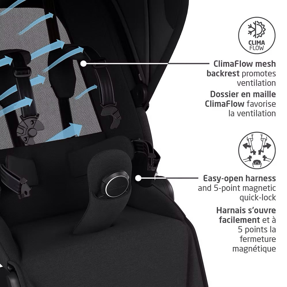 Fame Stroller & Mico Luxe+ Car Seat Travel System - Twillic Black - Online Exclusive