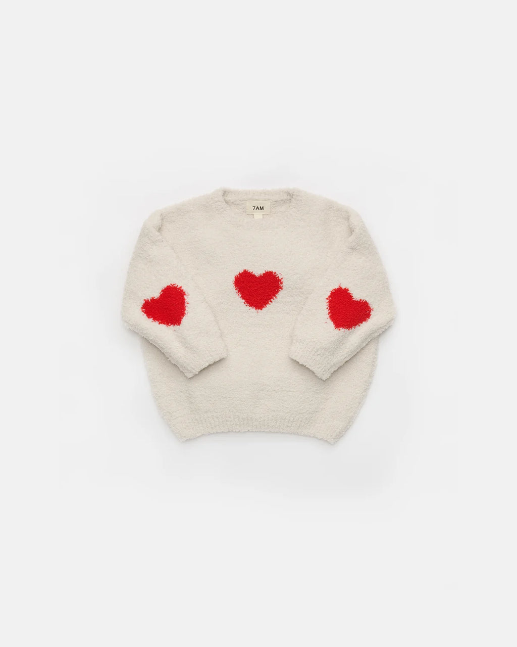 7AM Ecru Crimson BOXY SWEATER • FUZZY LOVE - Online Exclusive