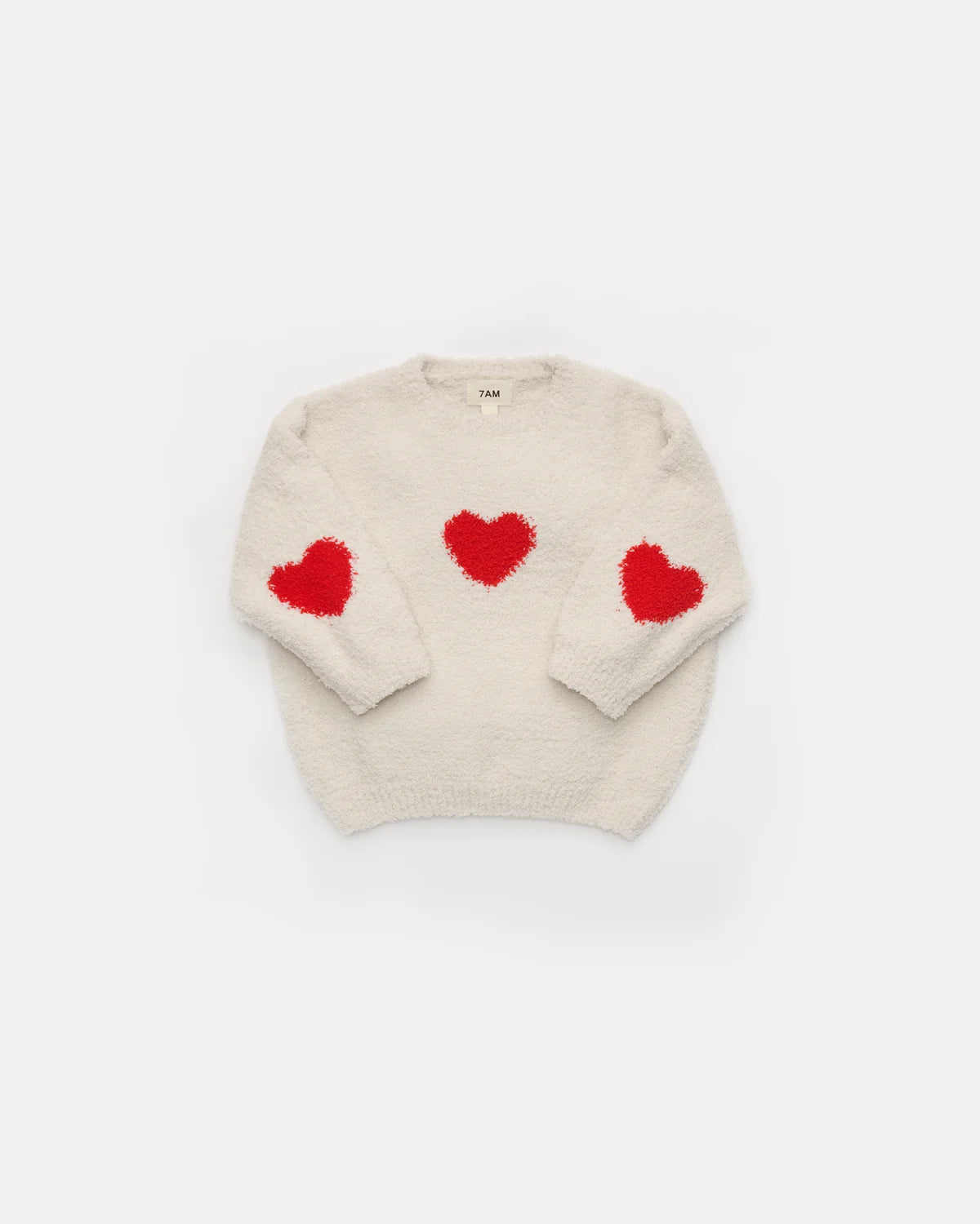 7AM Ecru Crimson BOXY SWEATER • FUZZY LOVE - Online Exclusive