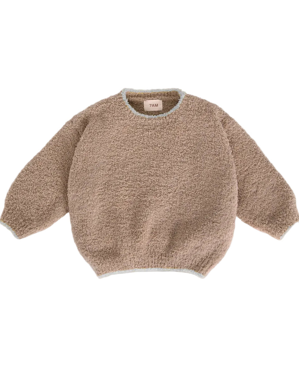 7AM Taupe BOXY SWEATER • FUZZY - Online Exclusive