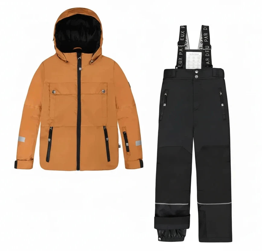 Deux Par Deux Two-Piece Teknik Snowsuit Brown And Black - Online Exclusive