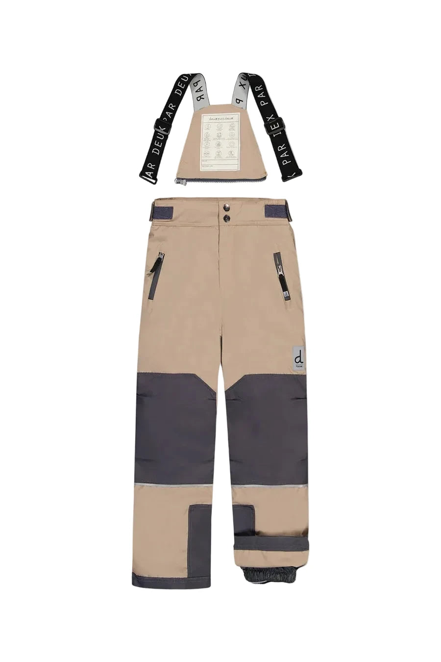 Deux Par Deux Two Piece Teknik Snowsuit Bright Orange Grey And Taupe - Online Exclusive
