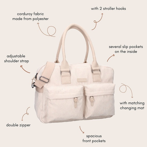 Kidzroom Diaper Bag Care Dream & Laugh Sand Corduroy