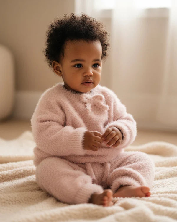 7AM Powder Pink BOXY BOW SWEATER • FURRY - Online Exclusive