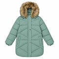 Deux Par Deux Long Winter Puffer Coat Sage Green - Online Exclusive
