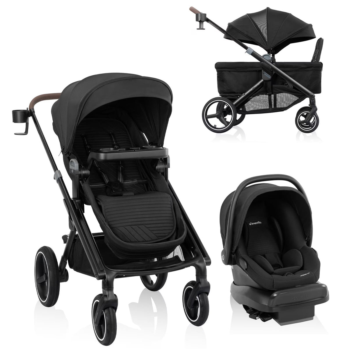 Evenflo Transformer Stroller-Wagon Travel System (core) - Pitch Black - Online Exclusive
