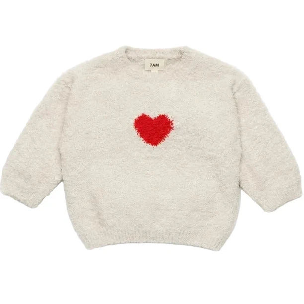 7AM Ecru Crimson BOXY SWEATER • FUZZY LOVE - Online Exclusive