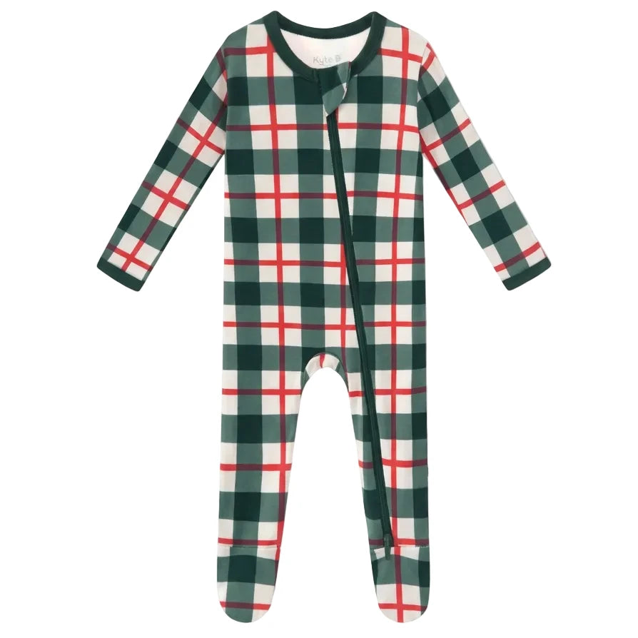 Kyte Baby Zippered Footie in Holiday Plaid