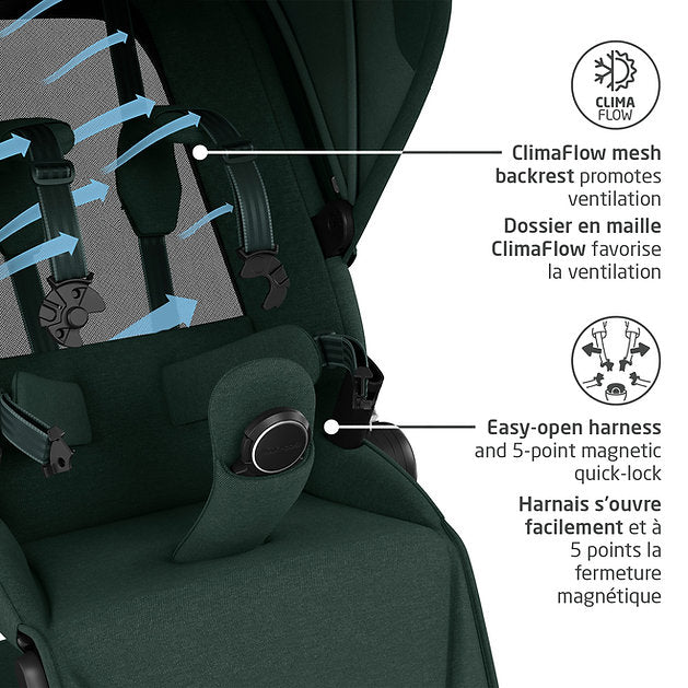 Fame Stroller & Mico Luxe+ Car Seat Travel System - Twillic Green - Online Exclusive