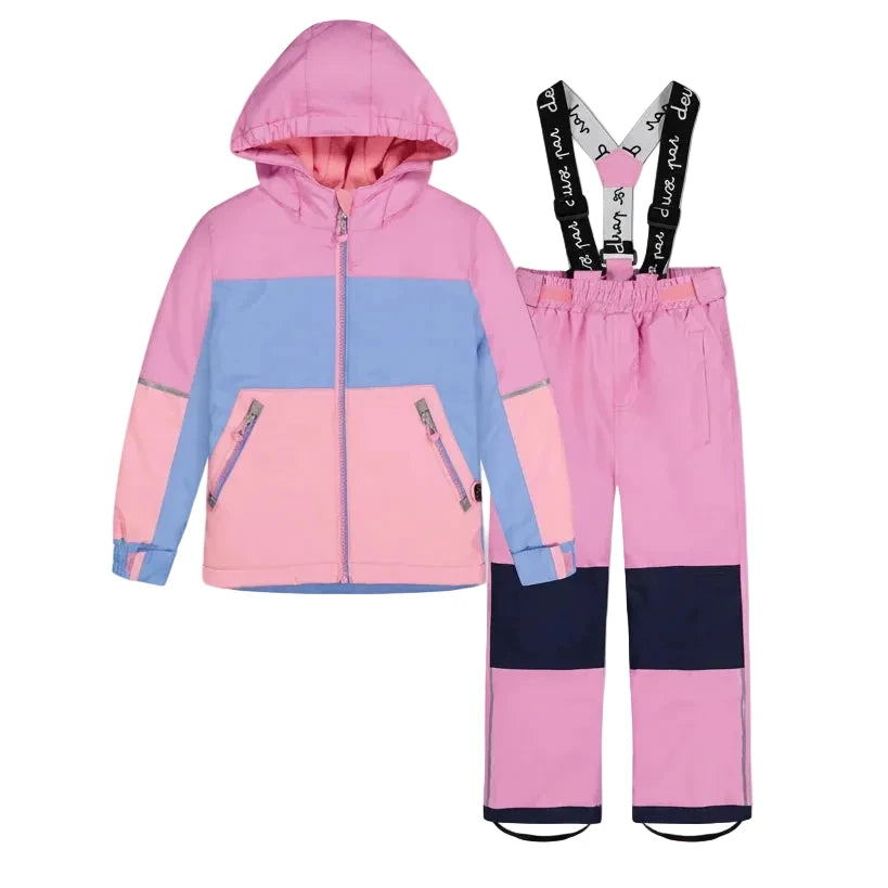 Deux Par Deux Light Weight Two Piece Chill Snowsuit Pink Blue And Mauve - Online Exclusive