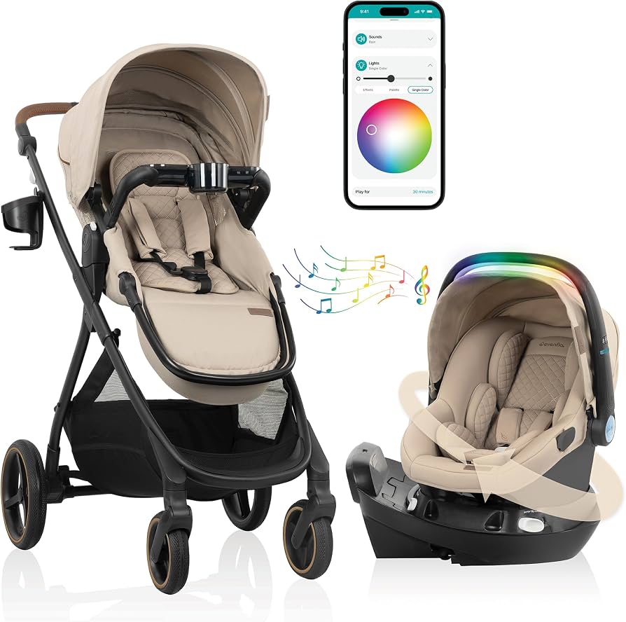 Evenflo Shyft Intuiti TS w/Revolve LiteMax NXT & Sensory Soothe -Travertine (Gold) - Online Exclusive