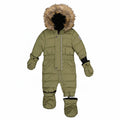 Deux Par Deux Baby Original One Piece Puffy Snowsuit With Removable Mittens And Boots Olive Green - Online Exclusive