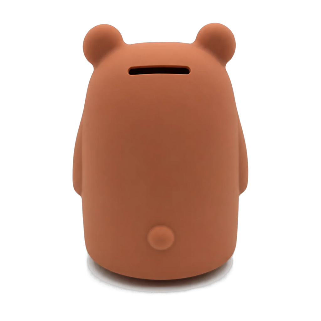 Milly Stone Silicone Piggy Bank Bear Warm Cocoa