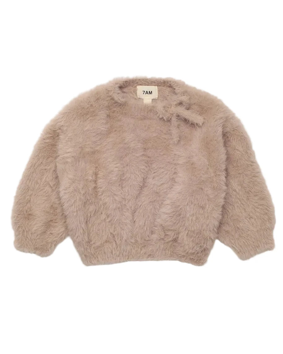7AM Tuscan BOXY BOW SWEATER • FURRY - Online Exclusive