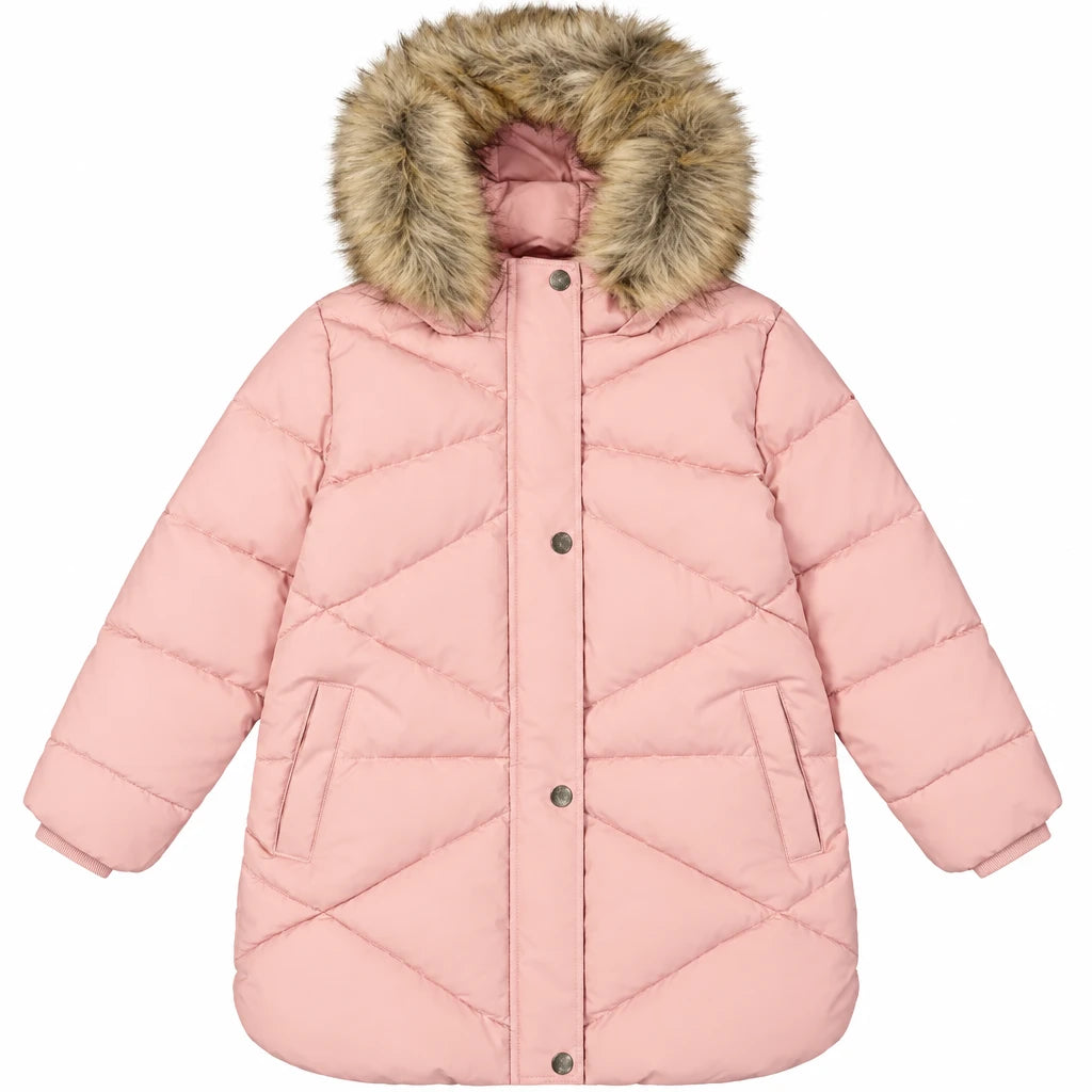 Deux Par Deux Long Winter Puffer Coat Pale Dusty Pink - Online Exclusive