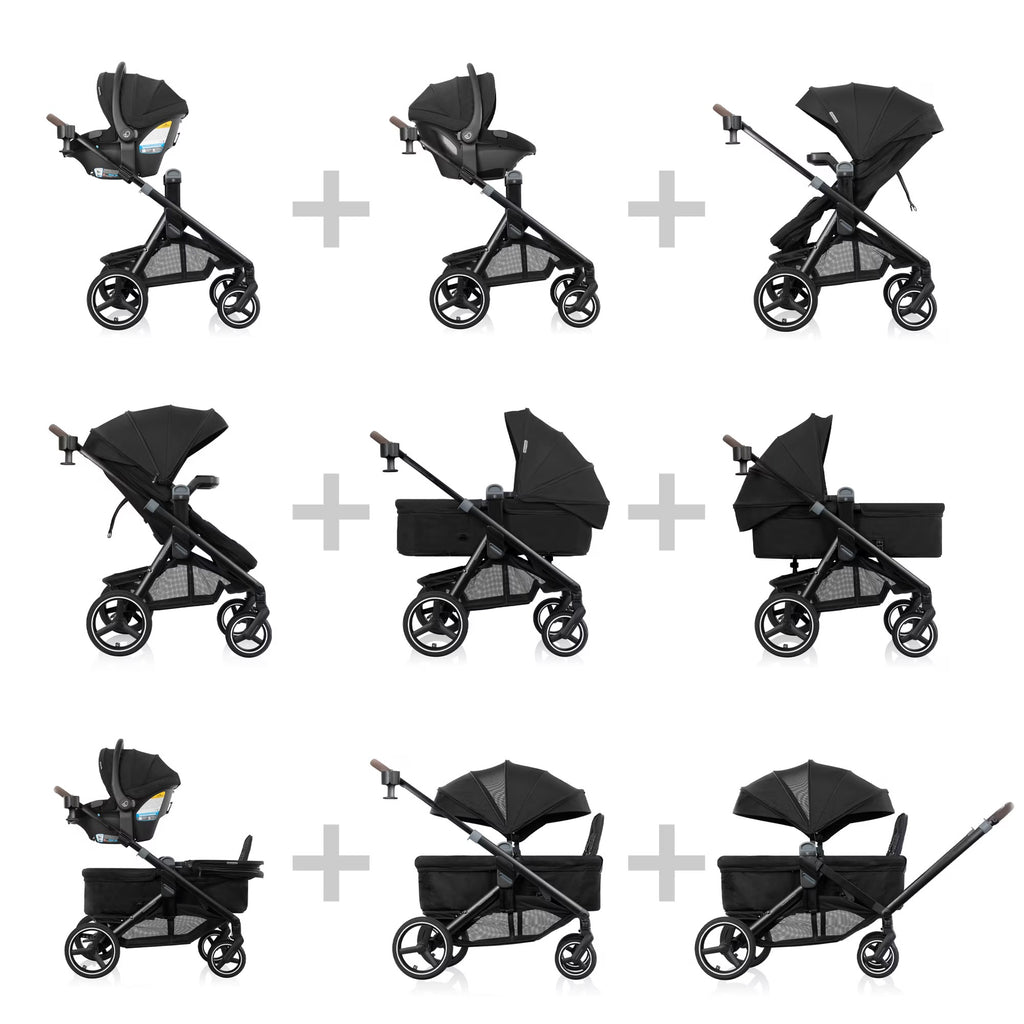 Evenflo Transformer Stroller-Wagon Travel System (core) - Pitch Black - Online Exclusive