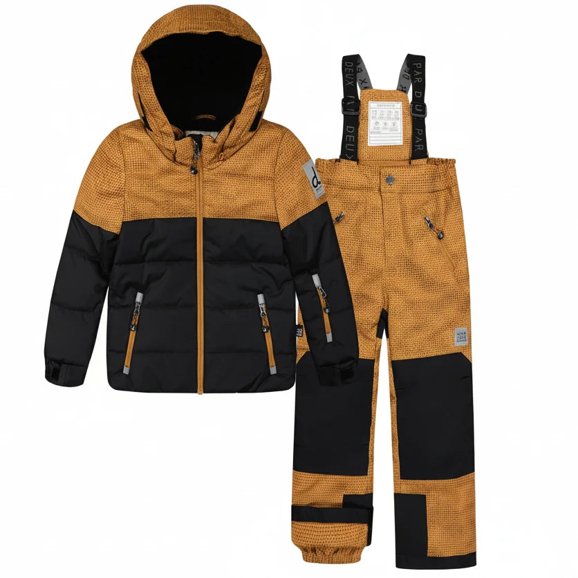 Deux Par Deux Two Piece Play Snowsuit Brown And Black With Brown Pants - Online Exclusive