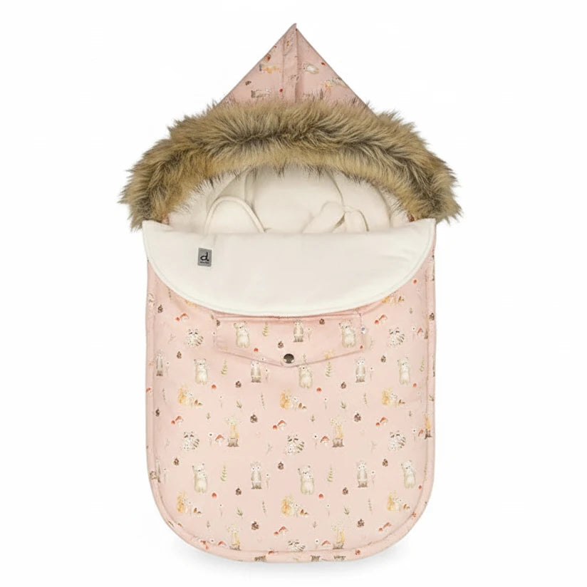 Deux Par Deux Bunting Bag For Car Seats & Strollers Pink Animal Print - Online Exclusive